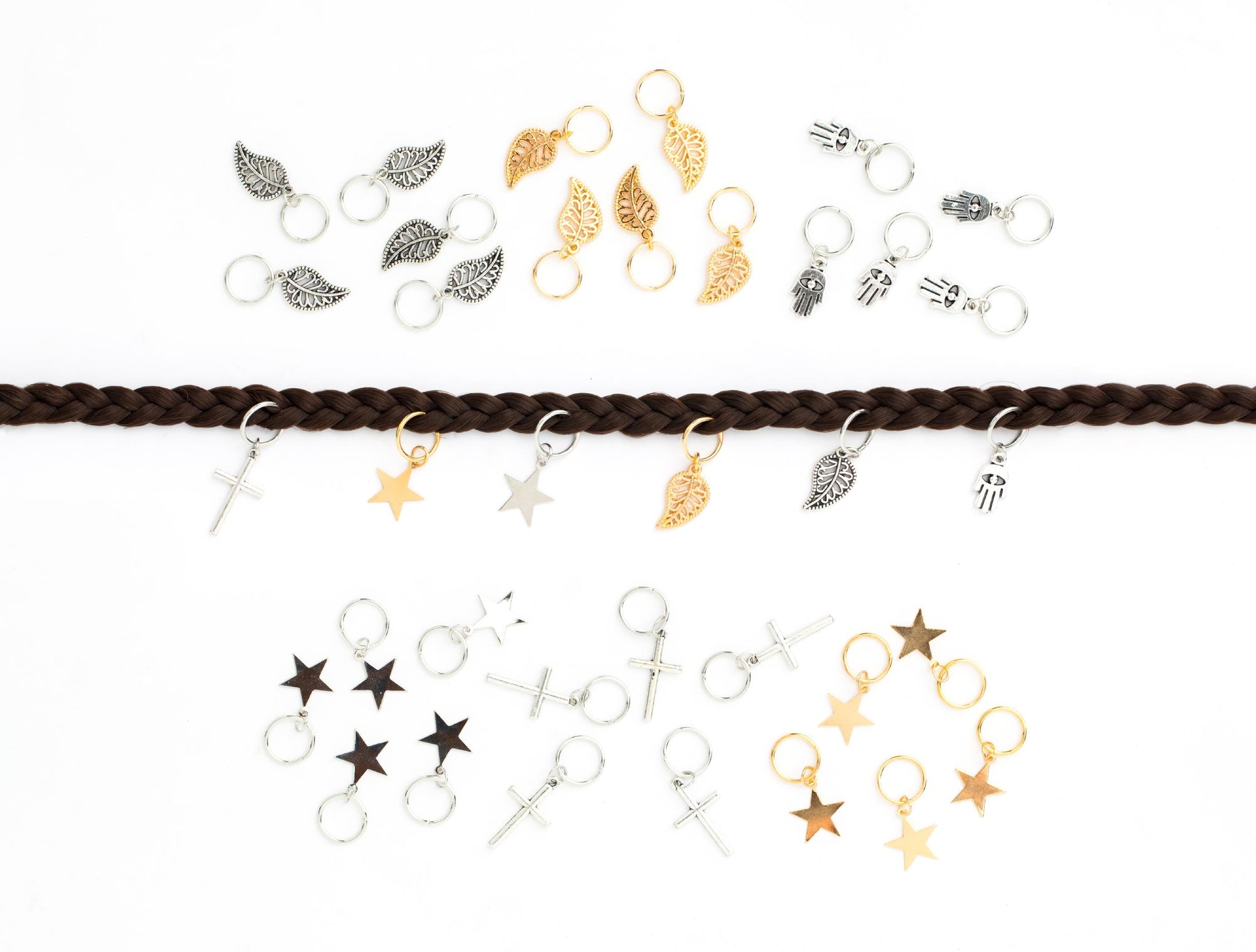 Hajékszer hair ring with pendant LEAF AFROline (5pcs)-2